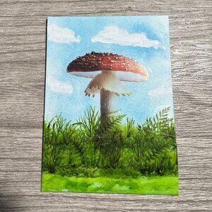 Original ACEO Art Card Giant Mushroom By Kat Sanders